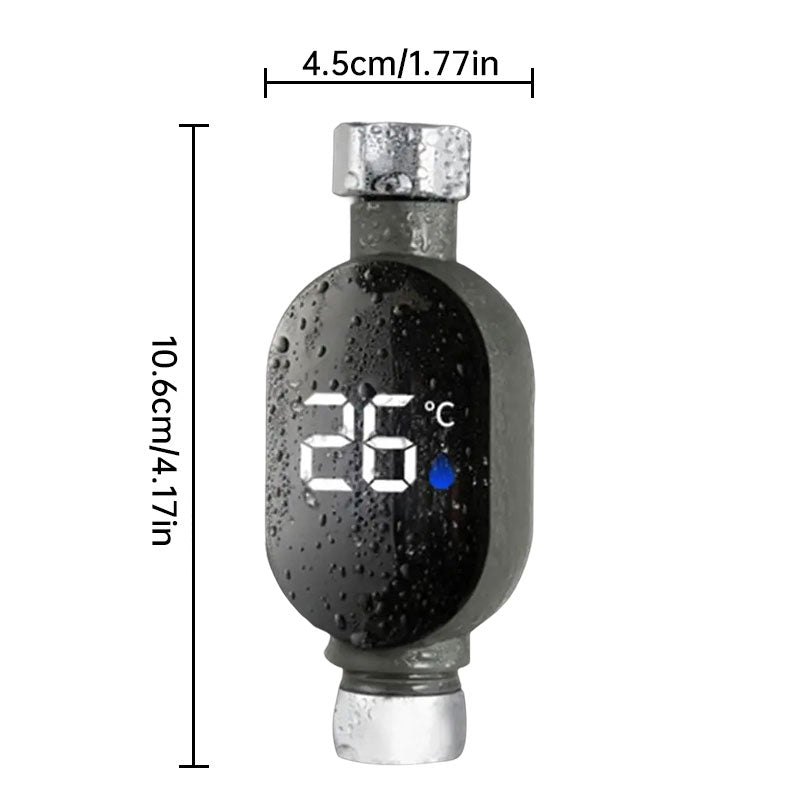 Black LED bathroom shower thermometer (0℃~99℃): accurate temp measurement, smart counter.