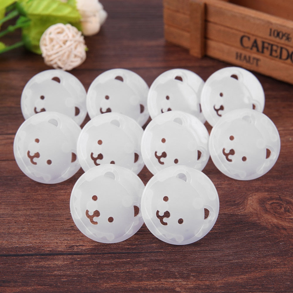 Bear-Shaped EU Electrical Outlet Covers - 5-Pack Baby Safety Anti-Shock Plug Protectors