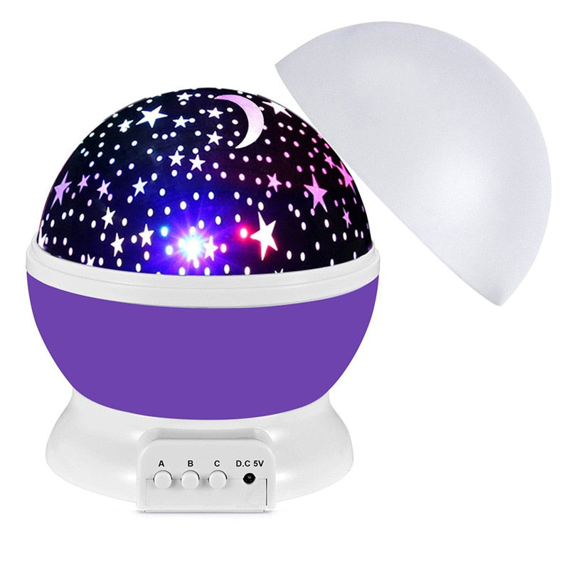 LED Star & Moon Projector Night Light - Rotating Lamp for Nursery, Bedroom & Gifts