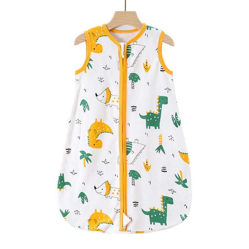 Four-Season Baby Sleeping Bag - Cotton Zipper Vest, Anti-Kick Design, 70-90cm, Multiple Prints