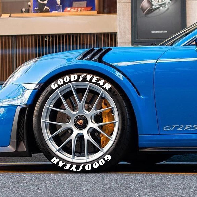 3D Letter Font Tire Stickers - PVC, Adhesive, Various Set Sizes