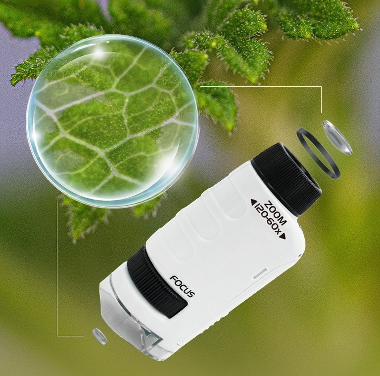 Children’s Handheld Bacterial Microscope - Science Experiment Toy, Ages 7–14, Blue or White