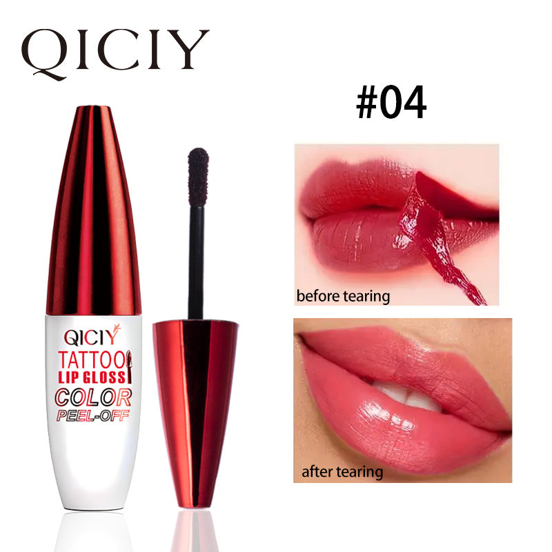 4-Color Waterproof Tear-Off Lip Gloss - Mirror Finish, Long-Lasting, Moisturizing, Non-Stick, Universal Skin