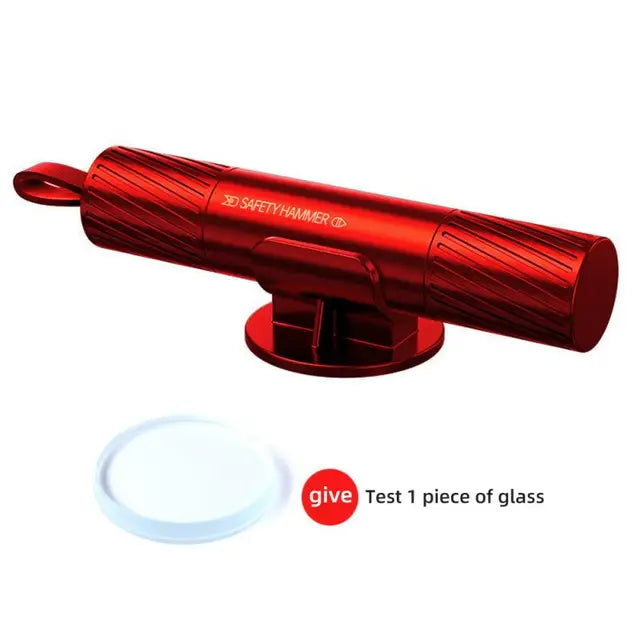 One Seco Window Breaker & Seatbelt Cutter - Emergency Car Escape Tool, Aluminum Alloy, Red/Black