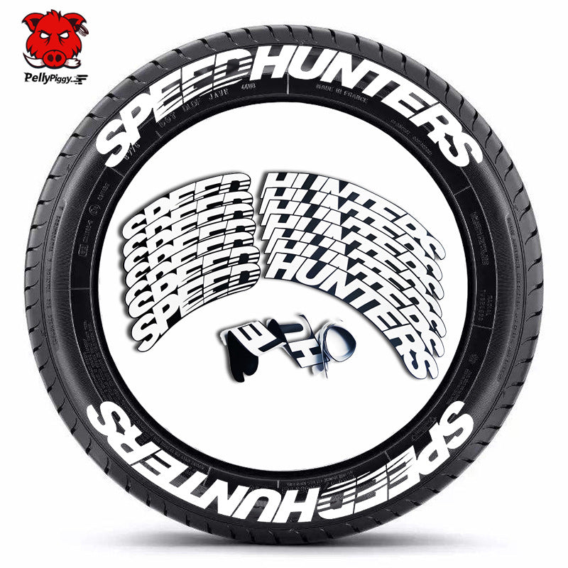 One-Piece Tire Letter Sticker Set - Adhesive PVC, Fits 4 Tires, Multiple Styles - Logos