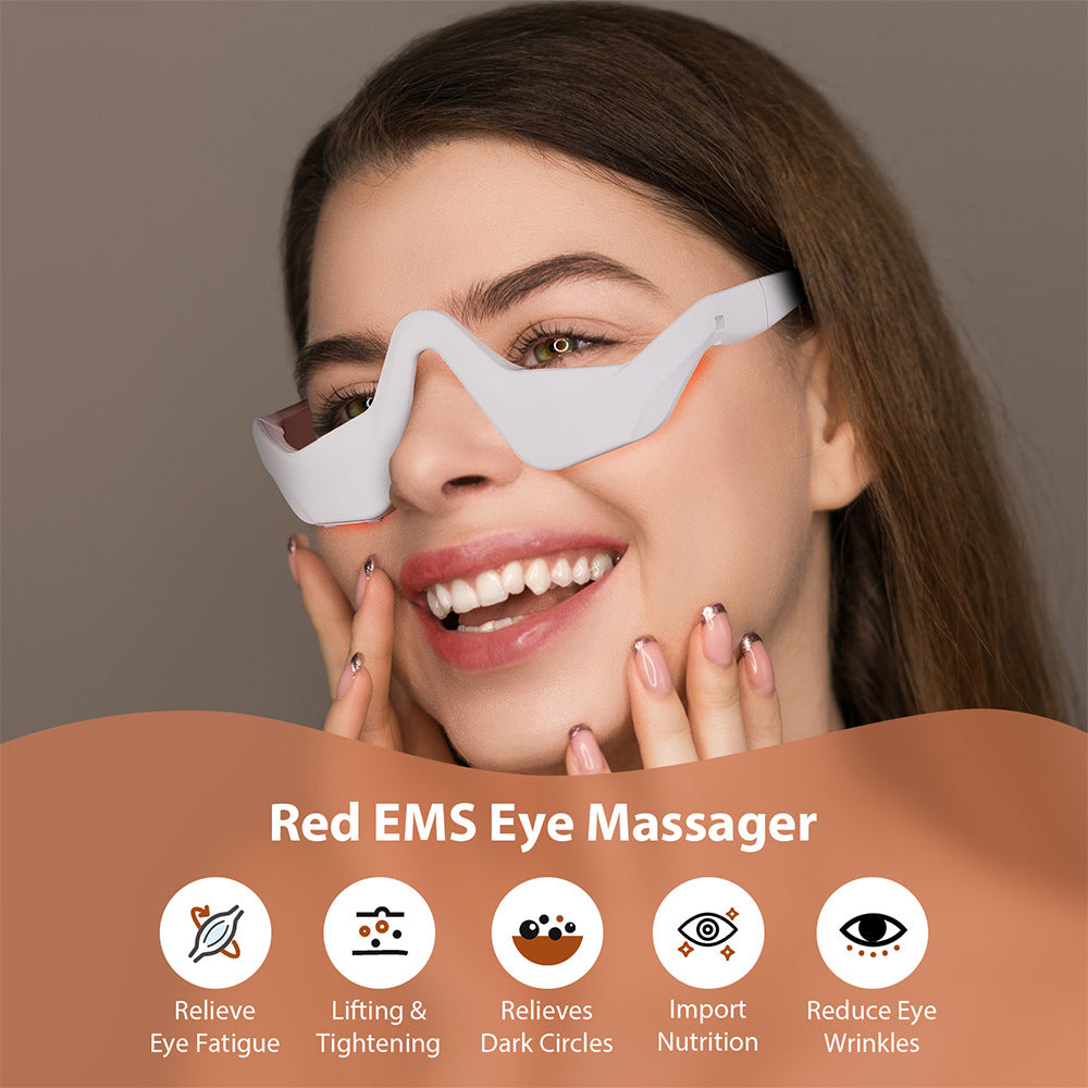 Microcurrent EMS Eye Massager - Red Light Therapy, Dark Circle Reduction, ABS+Silicone, Rechargeable
