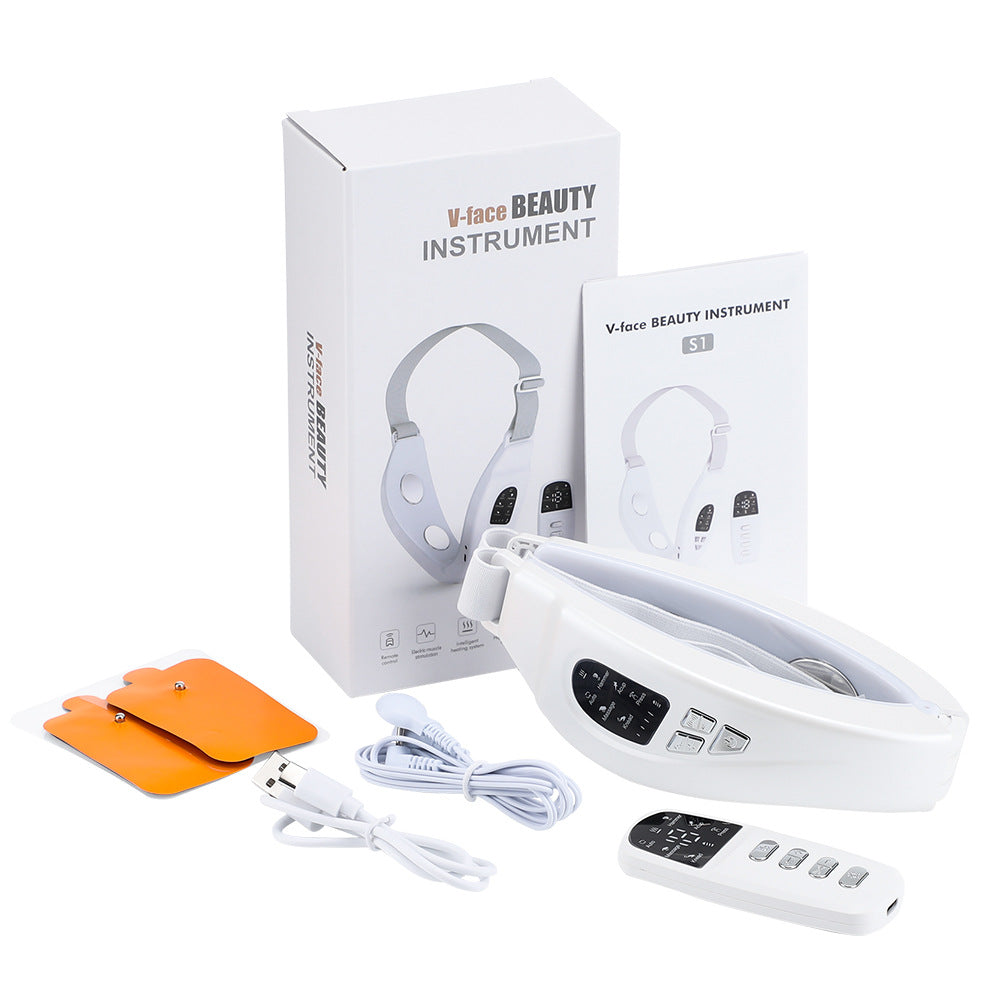 EMS Color Light Facial Slimming Device - Microcurrent & LED Beauty Massager, Hot Compress, V-Face, Remote Control