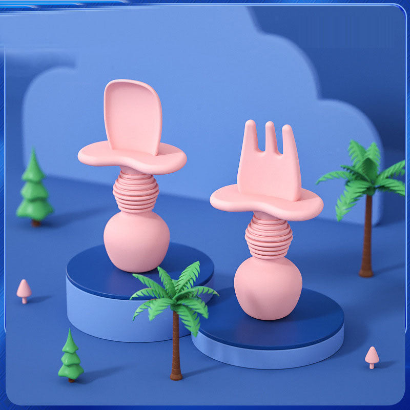 Baby Silicone Fork & Spoon Set - Soft, Safe Utensils for Infants & Toddlers, BPA-Free