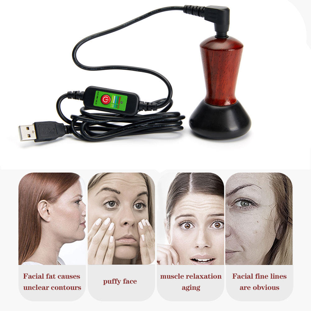 Hot Compress Bian Stone Facial Gua Sha - V-Face Massager, Wrinkle Remover, Round Stone