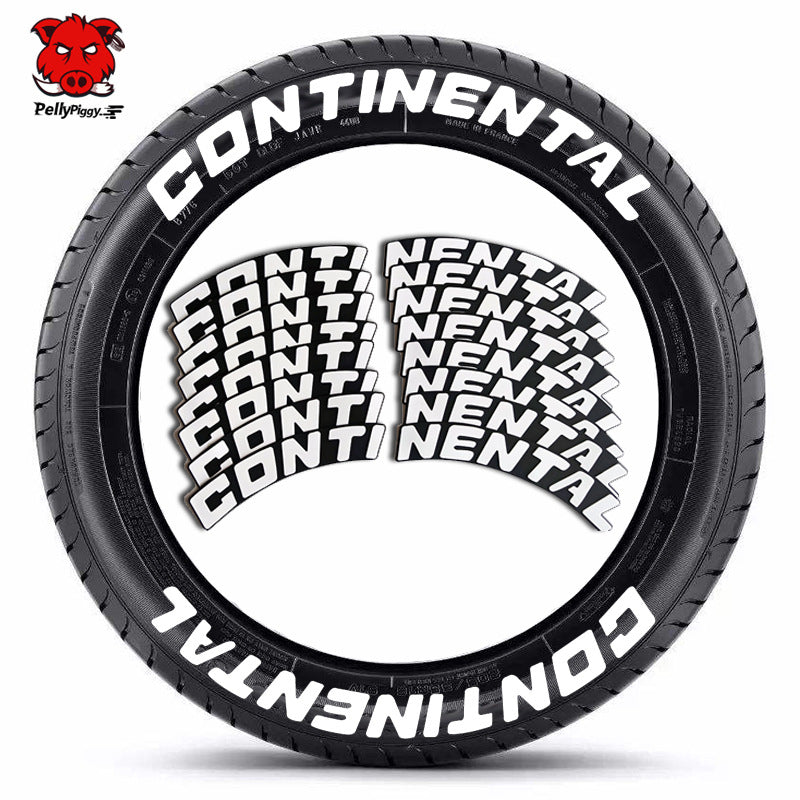 One-Piece Tire Letter Sticker Set - Adhesive PVC, Fits 4 Tires, Multiple Styles - Logos