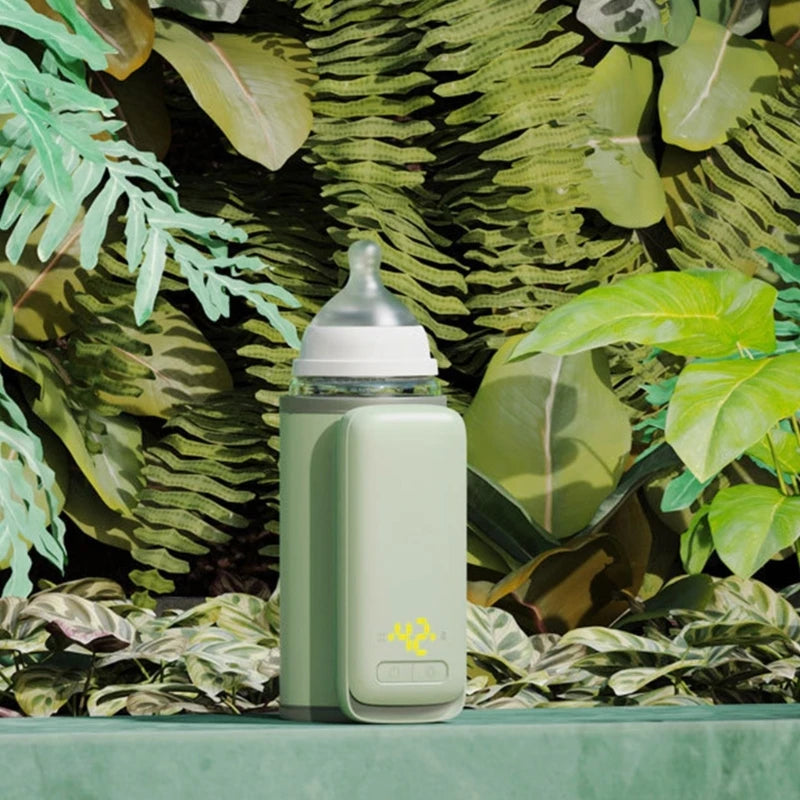 USB Rechargeable Bottle Warmer - 6-Step Adjustable Temp, Digital Display, 24hr Heat