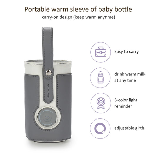 Smart Heating Bottle Warmer Bag - Leather, 3-Speed Adjustable, USB Powered, Portable for Car & Travel