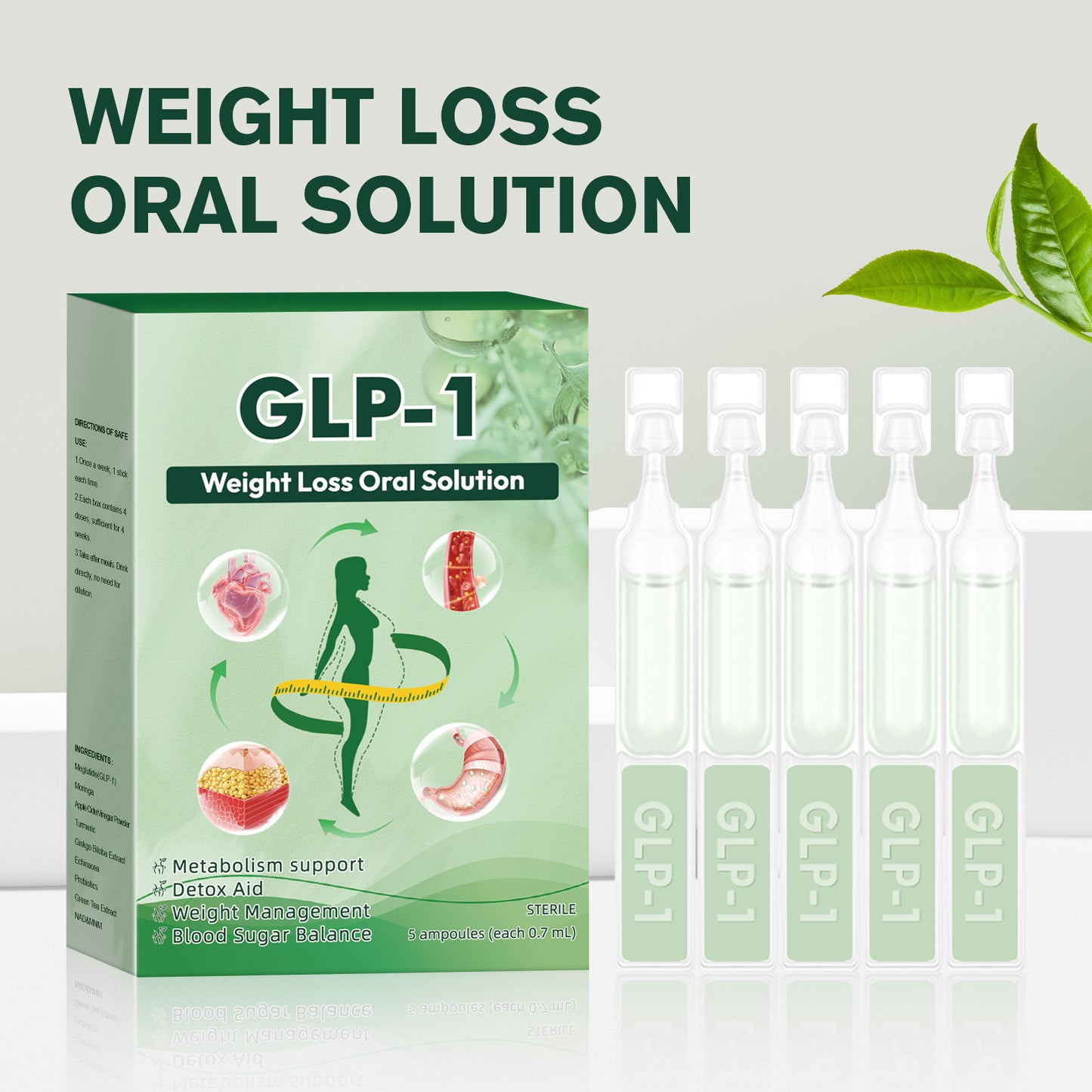 GLP-1 Oral Solution Moringa Drops - Universal Skin Type, Home Use, 3-Year Shelf Life