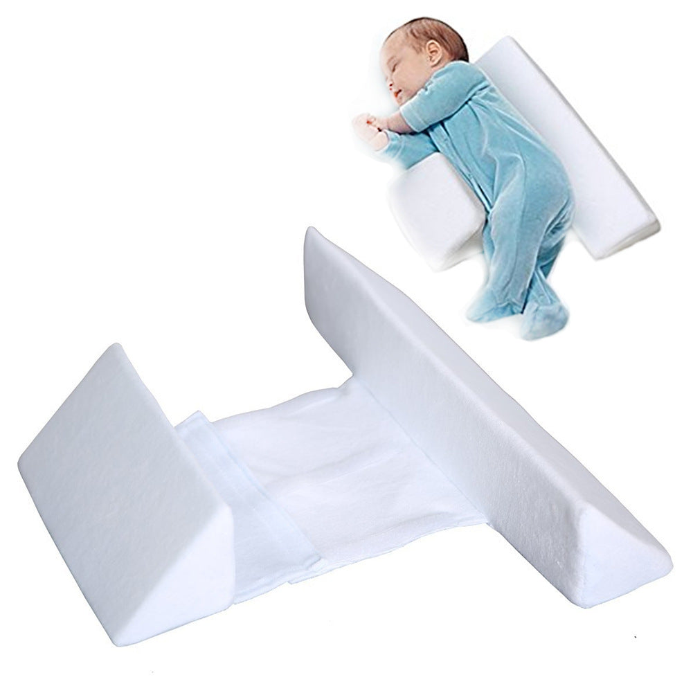 Triangular Baby Side Sleeping Pillow - Anti-Head Deviation, Removable & Washable, Velvet + Sponge
