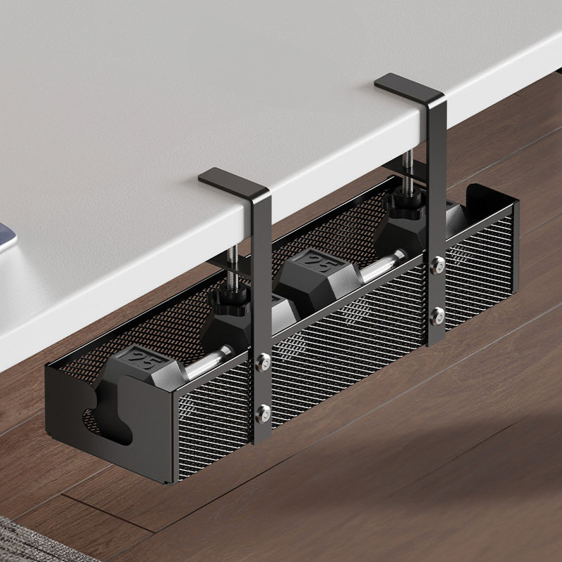 No-drill under-desk cord rack: metal mesh, high-load cable holder.
