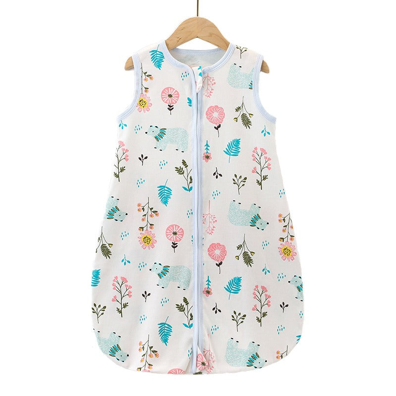 Four-Season Baby Sleeping Bag - Cotton Zipper Vest, Anti-Kick Design, 70-90cm, Multiple Prints