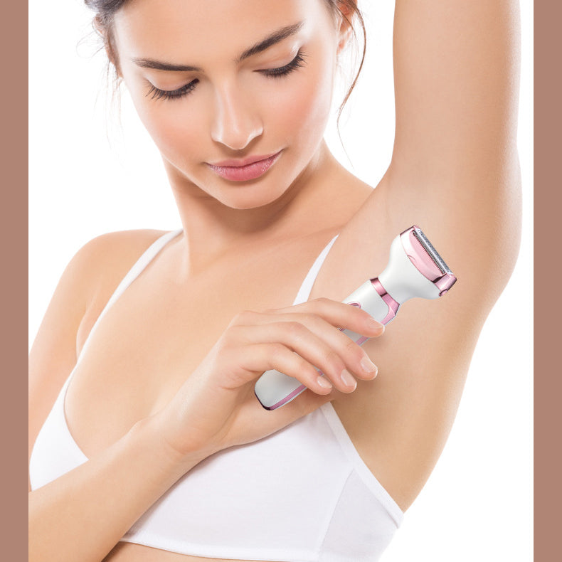 Electric Women’s Intimate Hair Trimmer - Multi-Functional Shaver, Underarm & Bikini, ABS, Ivory/Pink Gold