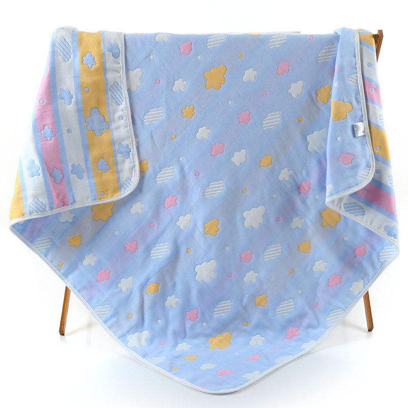 100% Cotton Muslin Baby Blanket - 110x110cm, 6-Layer Summer and Swaddle Quilt