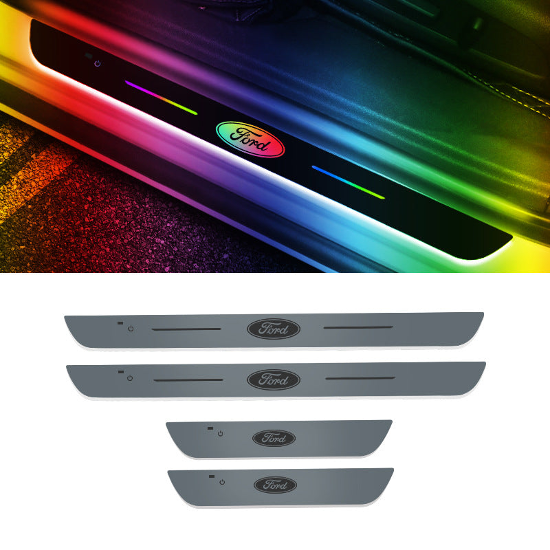 Universal LED Car Door Sill Scuff Plates - Acrylic, Illuminated Entry Pedal with Logo