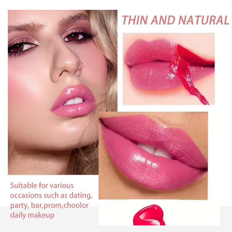 4-Color Waterproof Tear-Off Lip Gloss - Mirror Finish, Long-Lasting, Moisturizing, Non-Stick, Universal Skin