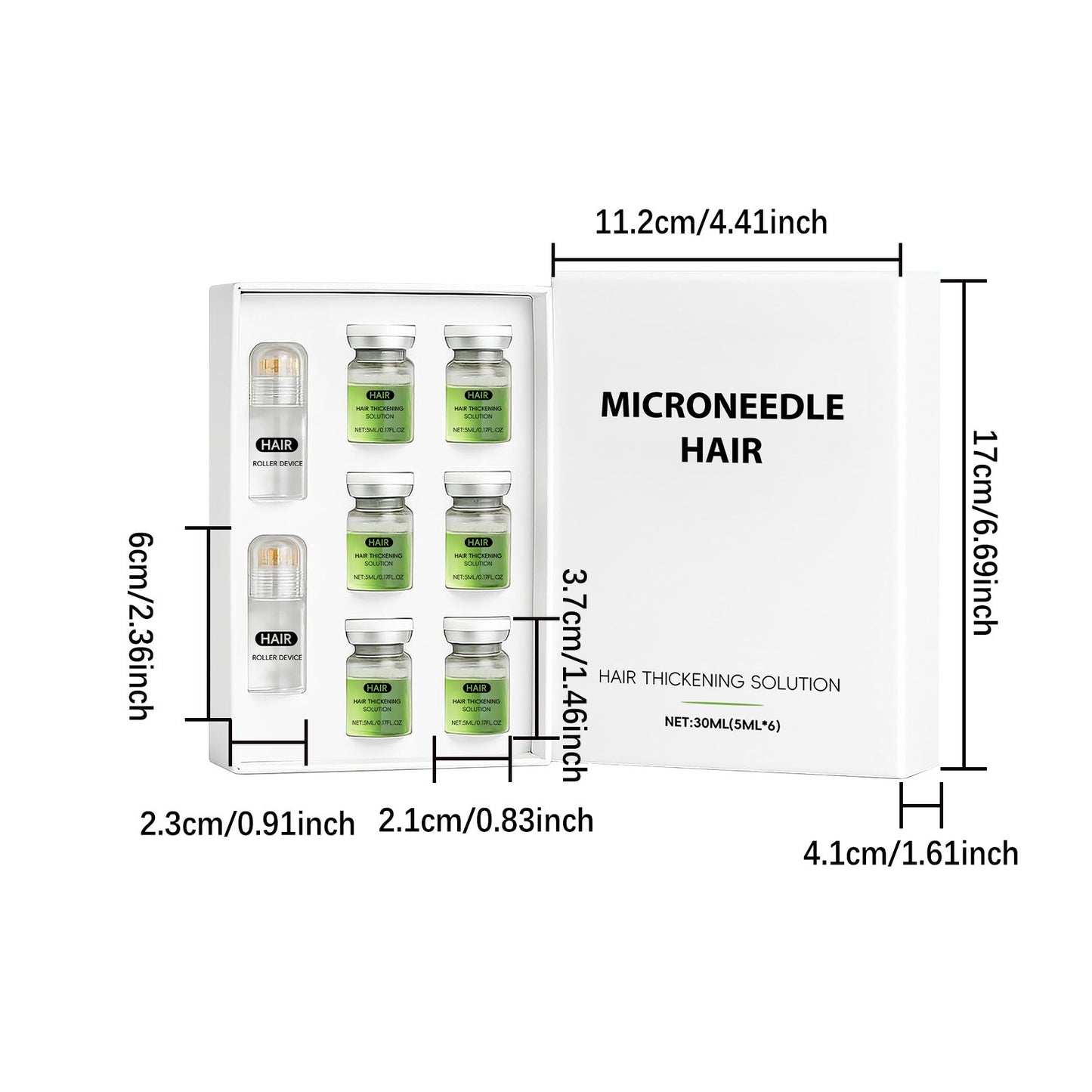 Hair Care Roller Serum Set - Smooth & Shiny Hair, Daily Nourishment, 6×5ml Essence, 2 Rollers, Complete Scalp Care