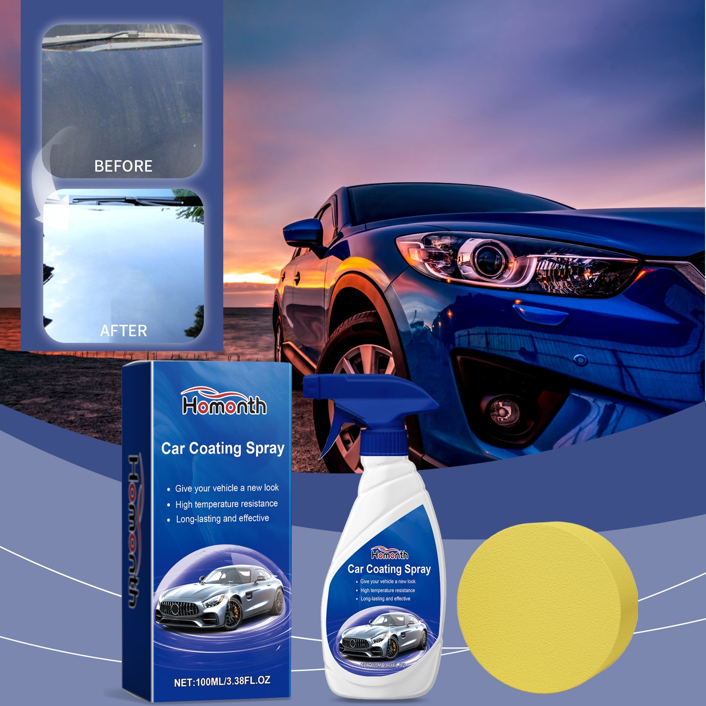 Car Coating Agent - Paint Protector, Gloss & Smoothness Improver, Anti-Stain, Easy Polish