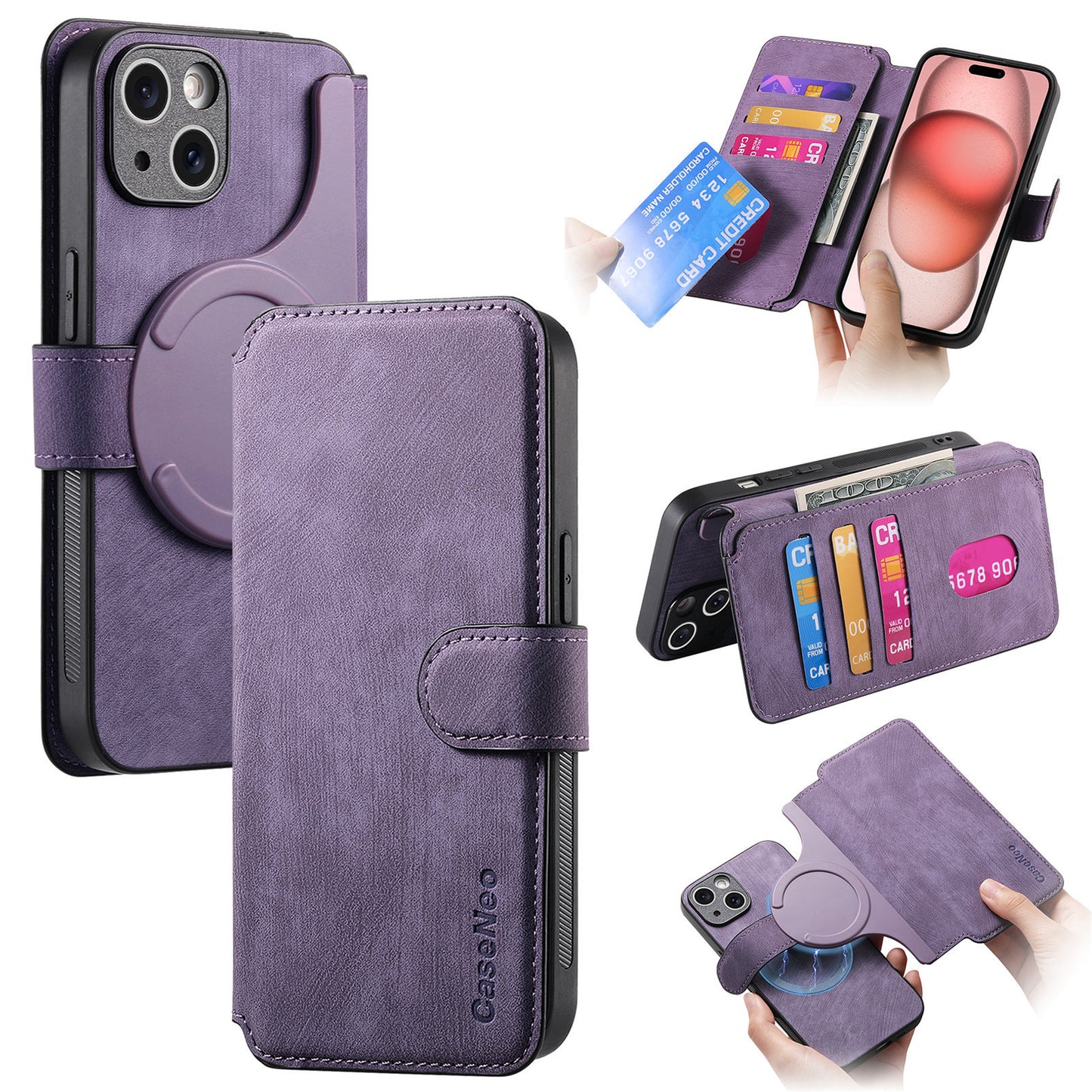 New magnetic separation suitable for Apple 16 mobile phone case Magsafe strong magnetic iPhone15 flip cover leather case 14 case