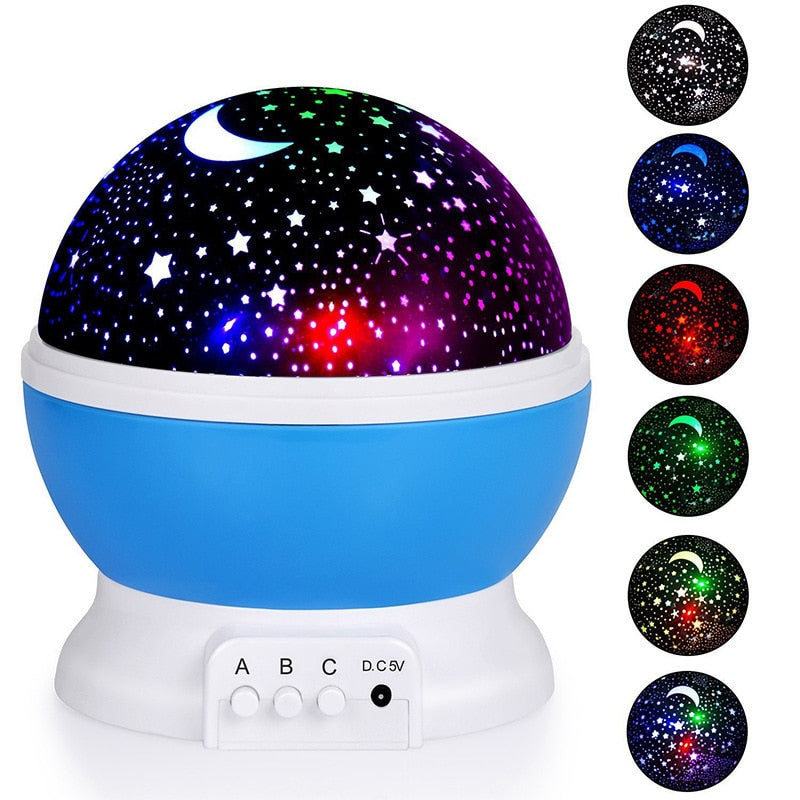 LED Star & Moon Projector Night Light - Rotating Lamp for Nursery, Bedroom & Gifts