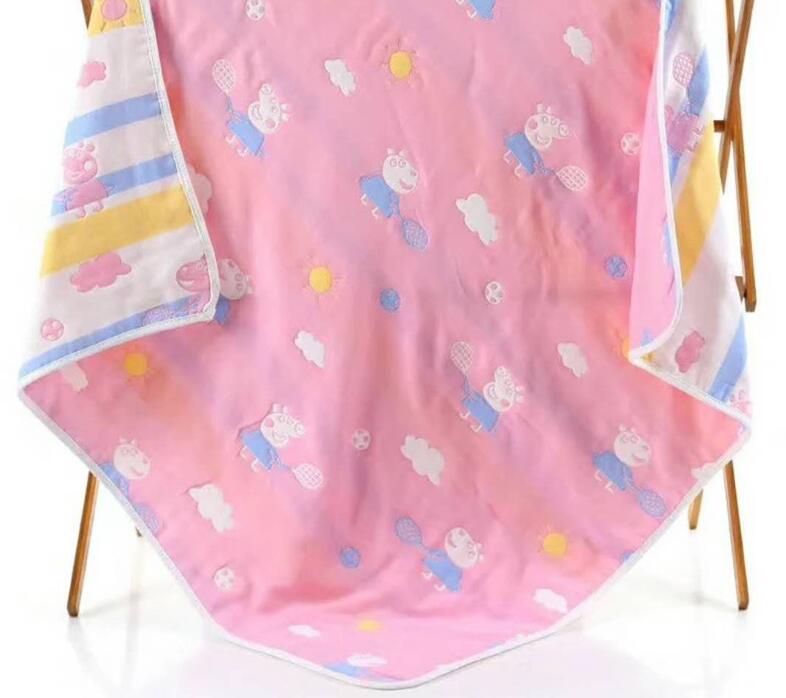 100% Cotton Muslin Baby Blanket - 110x110cm, 6-Layer Summer and Swaddle Quilt