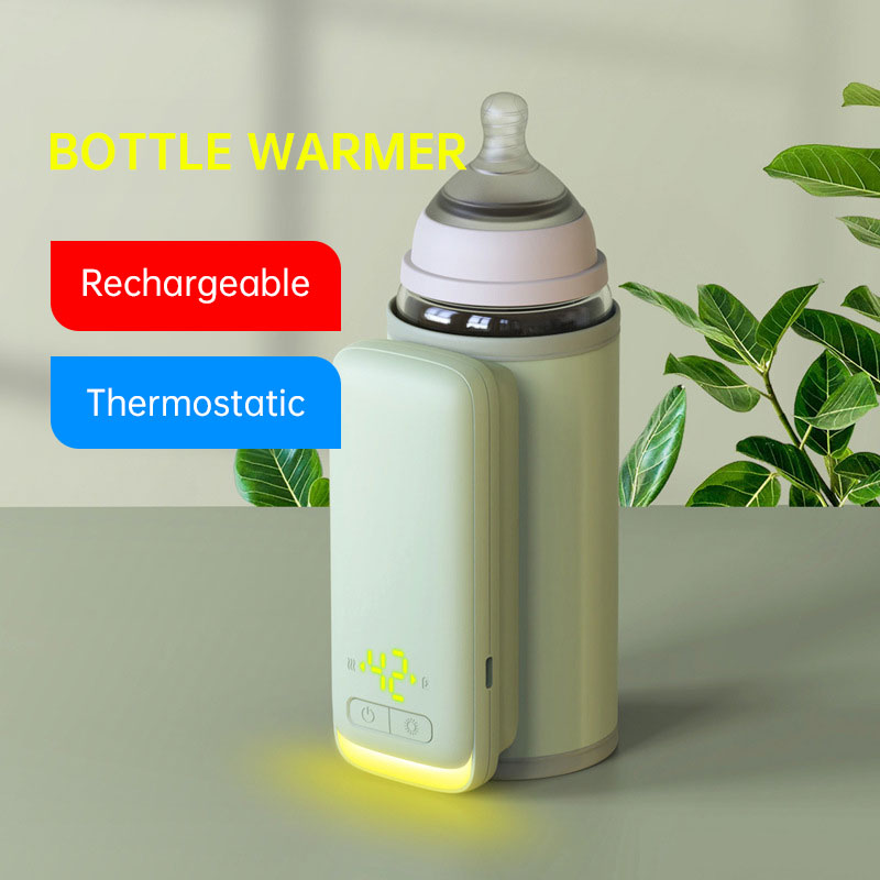 USB Rechargeable Bottle Warmer - 6-Step Adjustable Temp, Digital Display, 24hr Heat