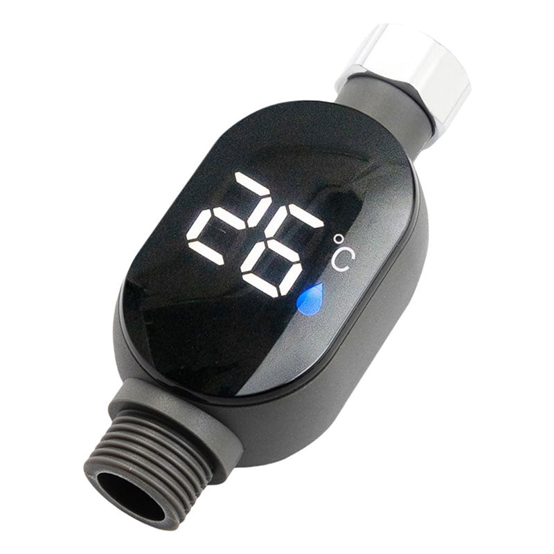 Black LED bathroom shower thermometer (0℃~99℃): accurate temp measurement, smart counter.