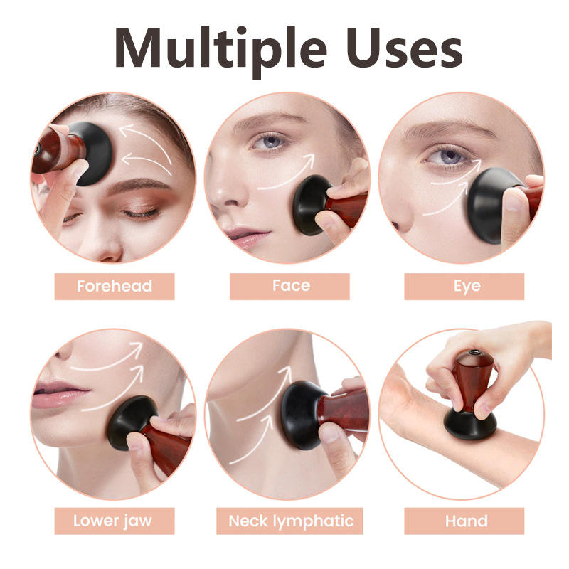 Hot Compress Bian Stone Facial Gua Sha - V-Face Massager, Wrinkle Remover, Round Stone