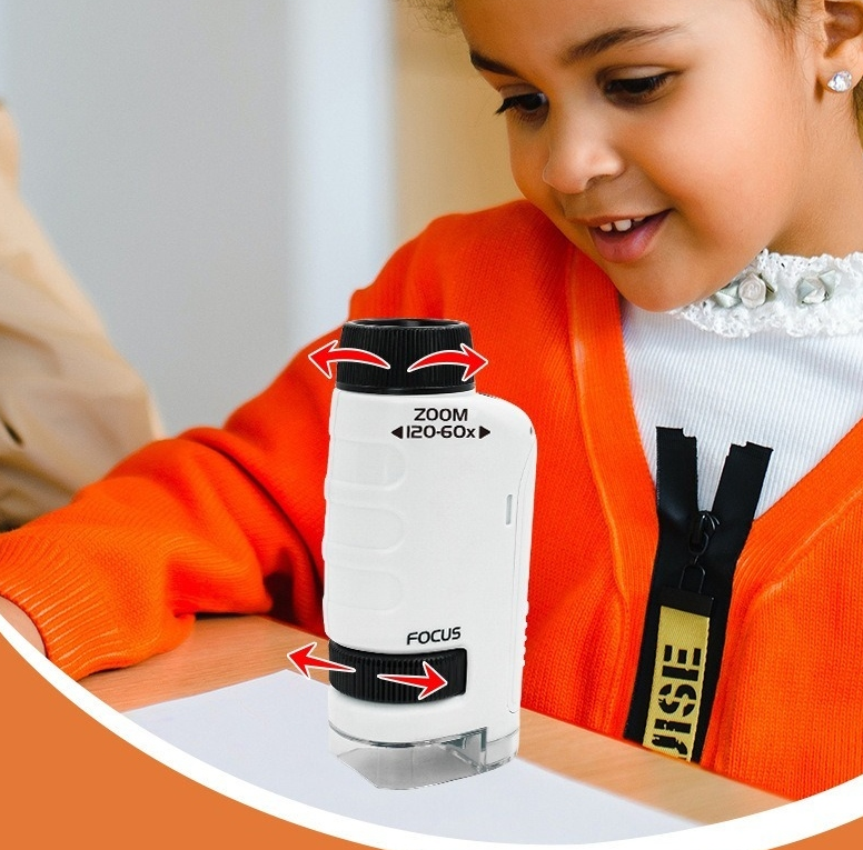 Children’s Handheld Bacterial Microscope - Science Experiment Toy, Ages 7–14, Blue or White