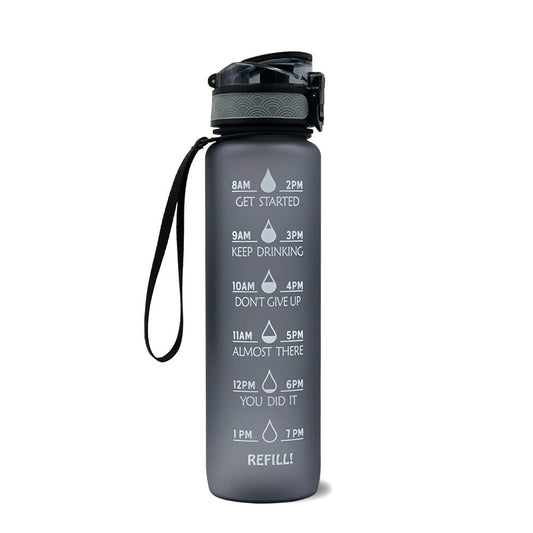 Tritan Sport Water Bottle - 1L Leak-Proof, BPA-Free Fitness Bottle, Motivational Time Marker