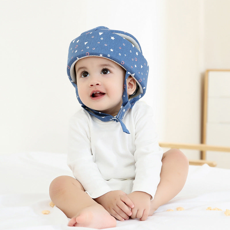 Baby Cotton Walking Safety Helmet - Lightweight Crash Cap, Adjustable 43–60cm, Multiple Patterns