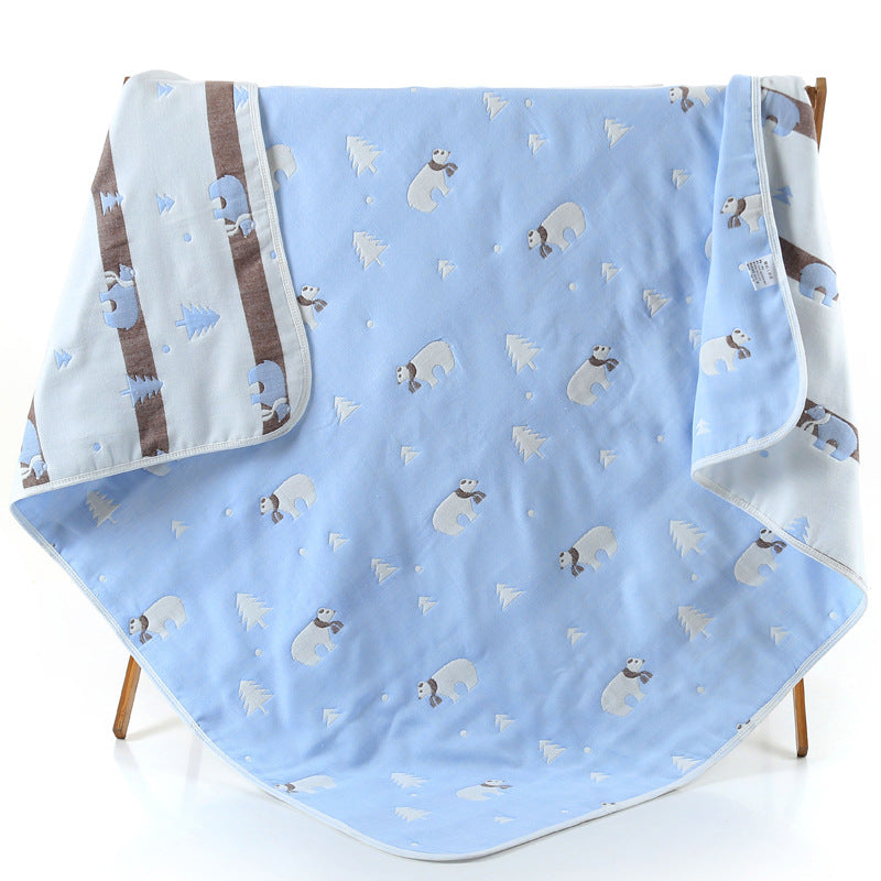100% Cotton Muslin Baby Blanket - 110x110cm, 6-Layer Summer and Swaddle Quilt