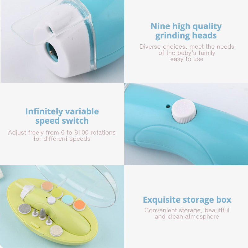 Electric Baby Nail Trimmer - USB Rechargeable, Stepless Speed, Multi-Stage Safe Manicure Kit
