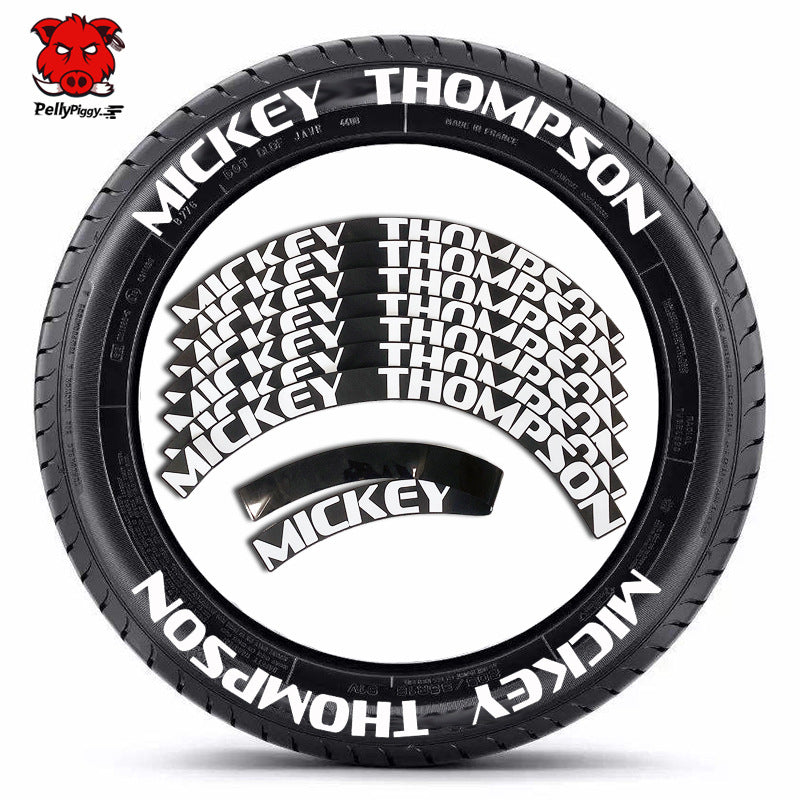 One-Piece Tire Letter Sticker Set - Adhesive PVC, Fits 4 Tires, Multiple Styles - Logos