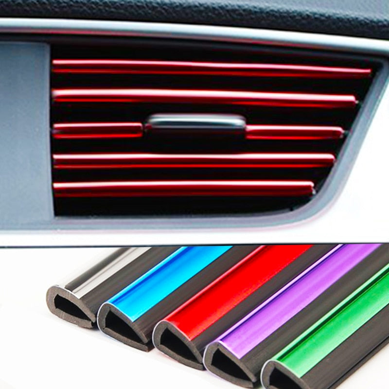 10pcs Plated Air Outlet Trim Strips - Car Interior Air Vent, Grille, Switch Rim Decoration