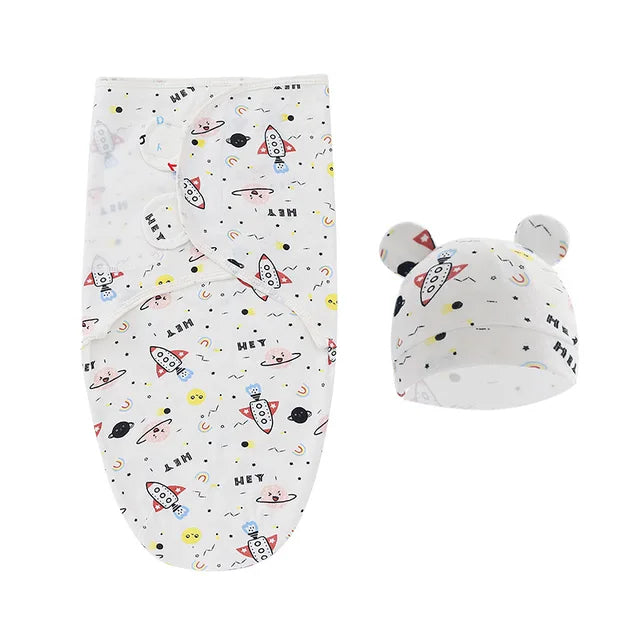 Cotton Newborn Swaddle & Sleeping Bag Set - Carrier, Blanket & Hat for Delivery Room