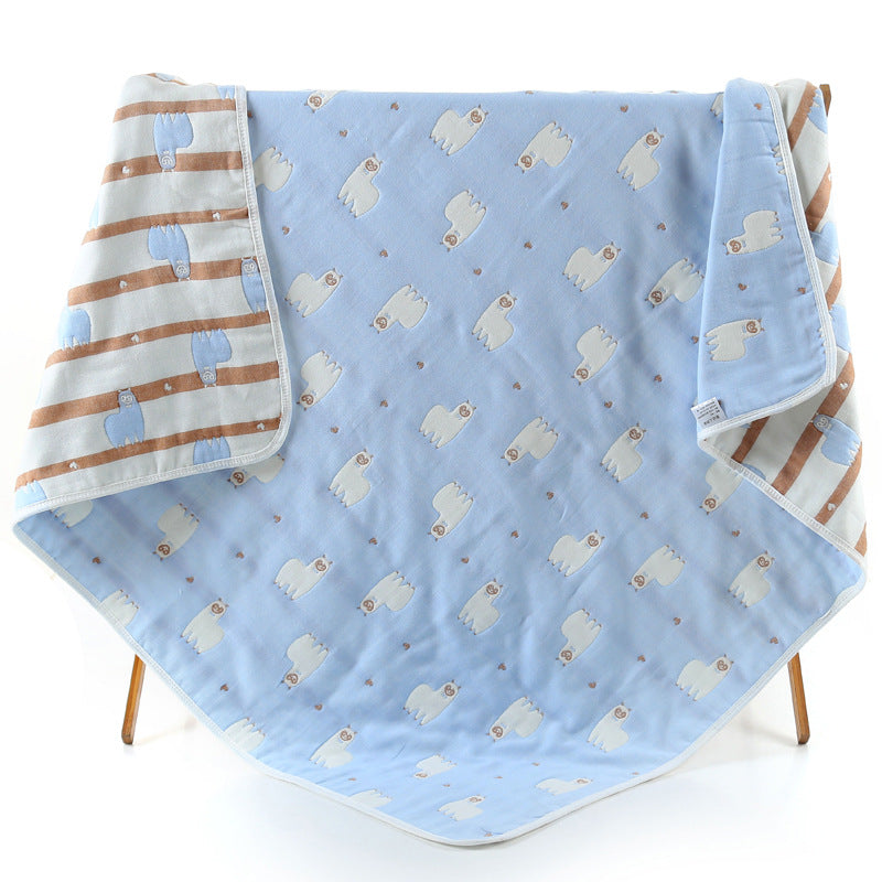 100% Cotton Muslin Baby Blanket - 110x110cm, 6-Layer Summer and Swaddle Quilt
