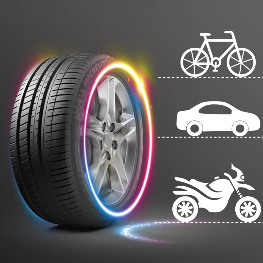 LED Tire Valve Cap Lights - 2PCS, Car Wheel/Bike Decorative Neon, Flashing Spoke Lamp, Multicolor