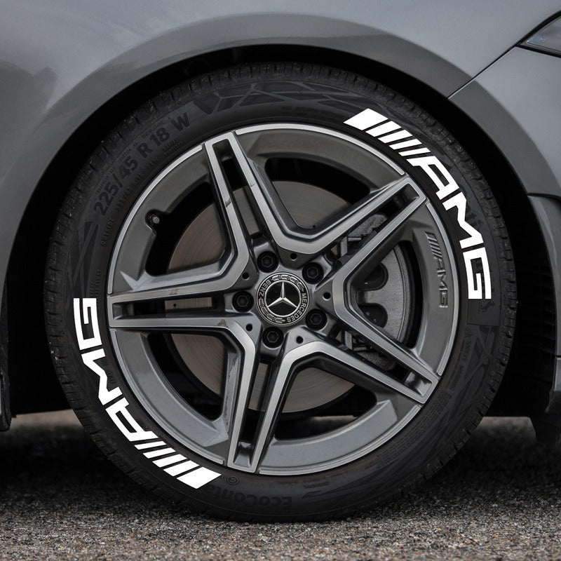 AMG 3D Rubber Car Tire Sticker - 32cm, Multi-Color Bar Options, PVC, Three-Dimensional Decorative Strip