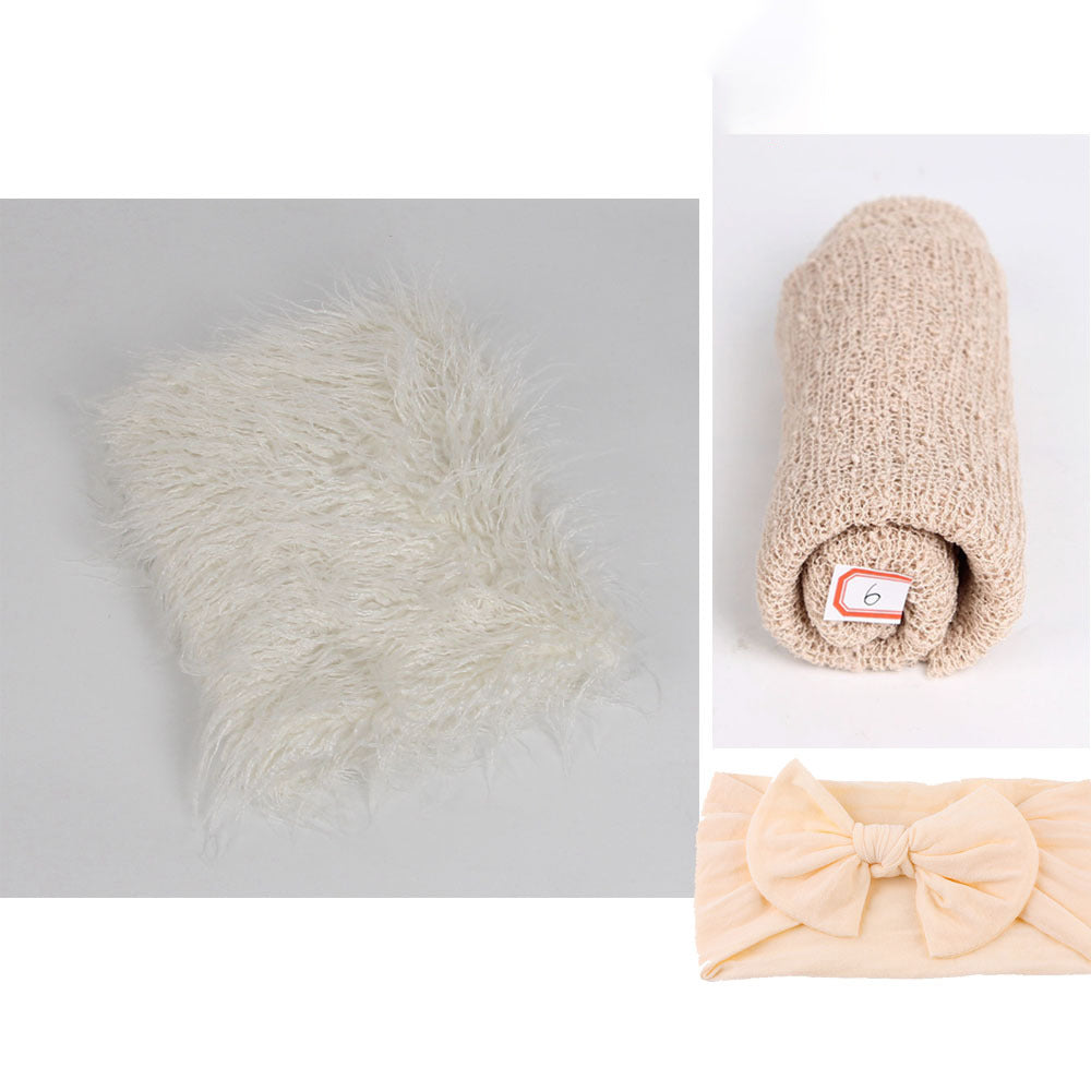 3-Piece Baby Photography Wrap & Blanket Set - Soft Acrylic Props, 60×70cm, Multiple Colors