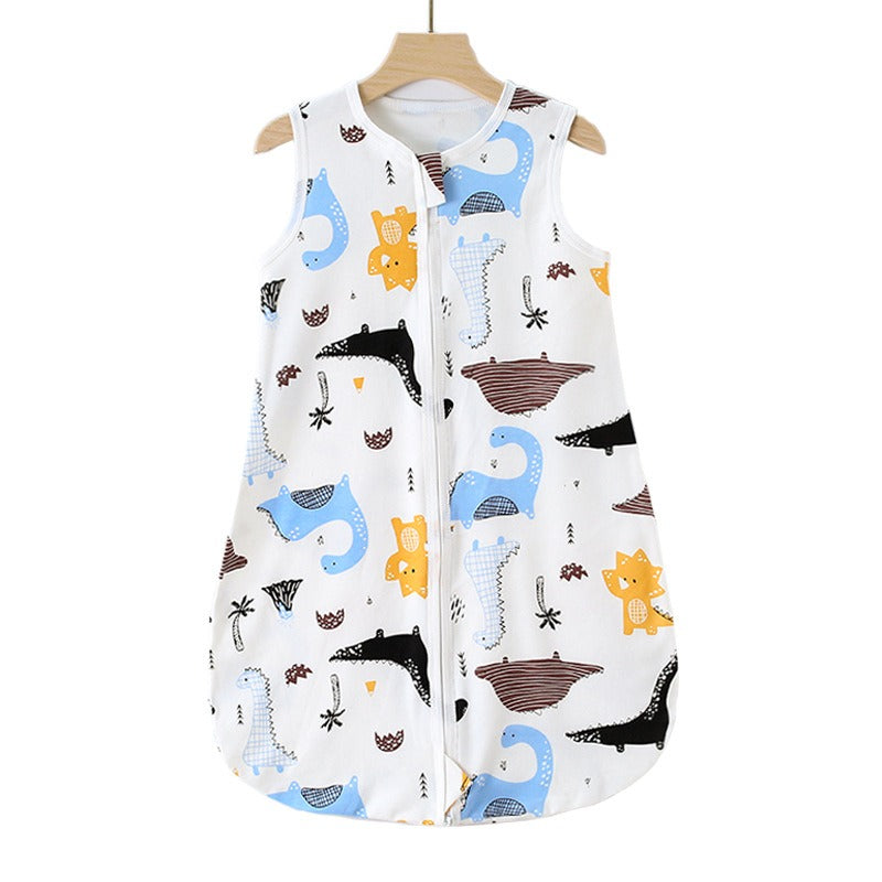 Four-Season Baby Sleeping Bag - Cotton Zipper Vest, Anti-Kick Design, 70-90cm, Multiple Prints