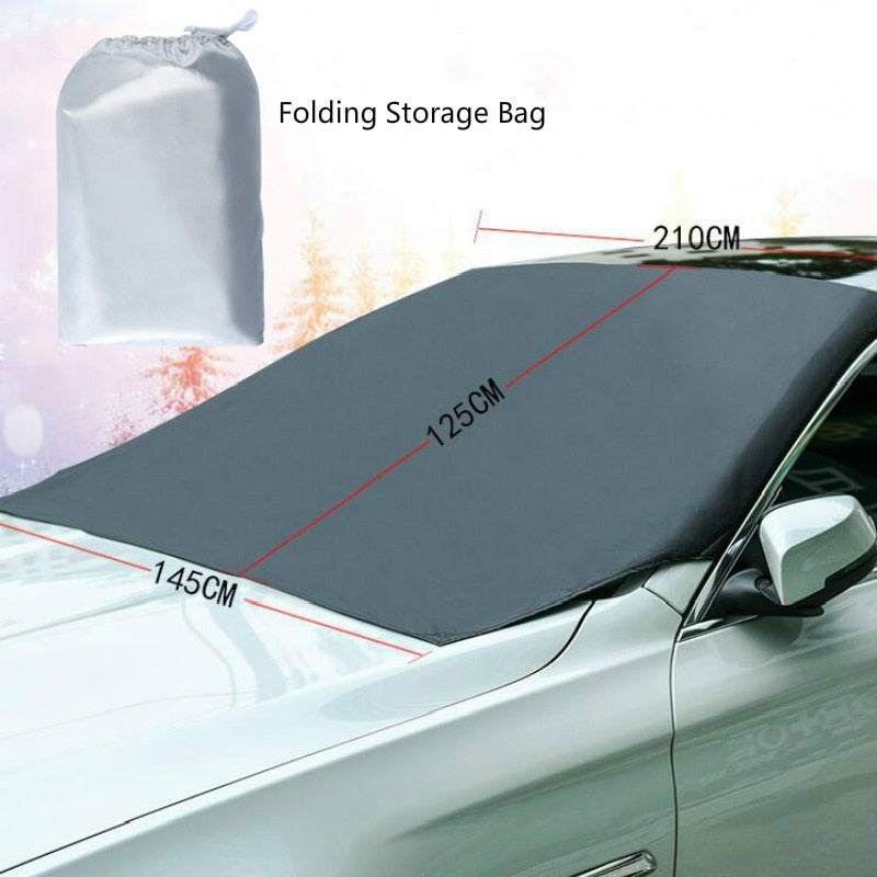 Universal Magnetic Windshield Sun & Snow Shade Cover - Waterproof Protective Shield, Polyester, Storage Bag