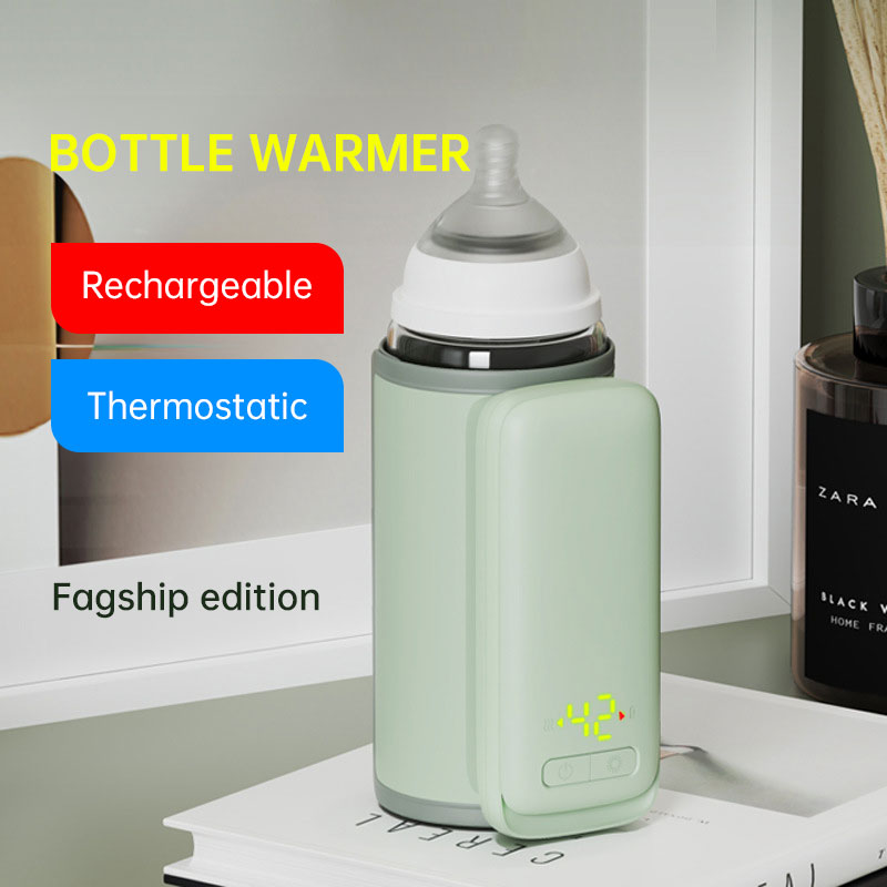 USB Rechargeable Bottle Warmer - 6-Step Adjustable Temp, Digital Display, 24hr Heat