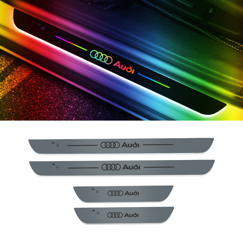 Universal LED Car Door Sill Scuff Plates - Acrylic, Illuminated Entry Pedal with Logo