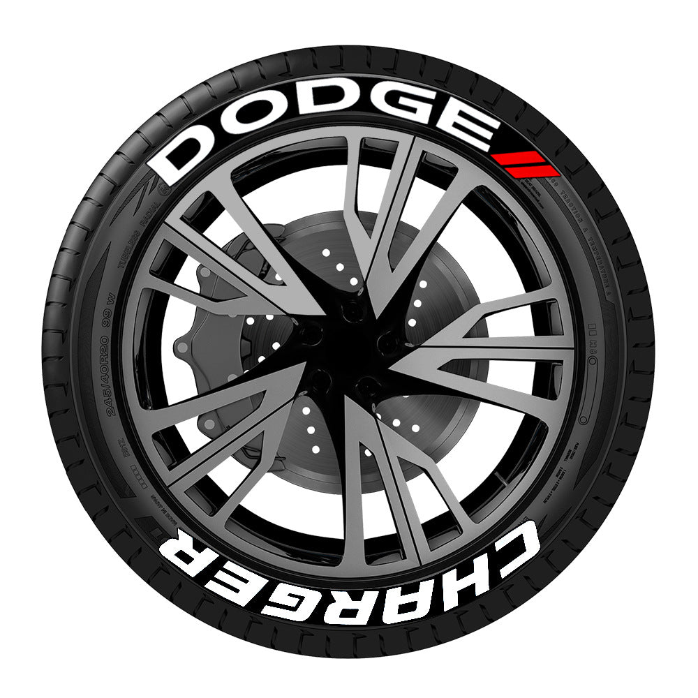 One-Piece Tire Letter Sticker Set - Adhesive PVC, Fits 4 Tires, Multiple Styles - Logos