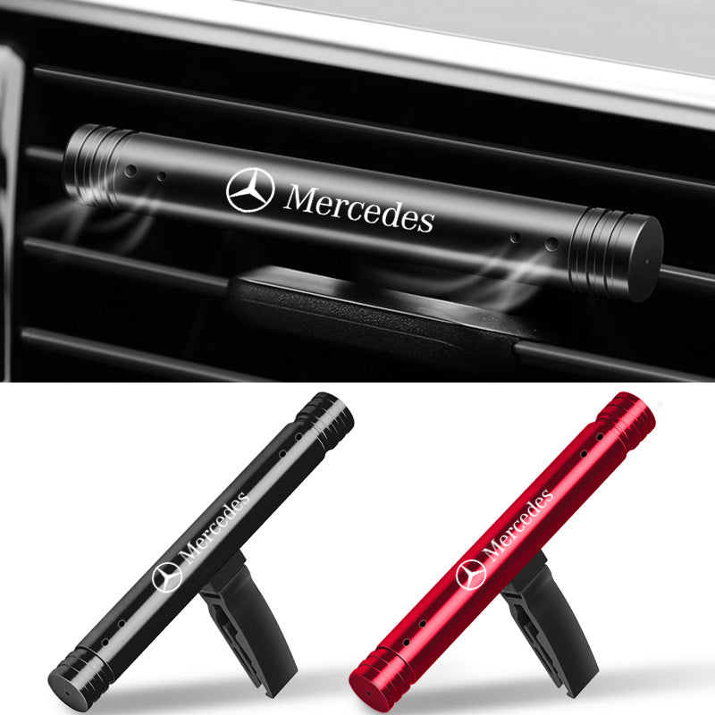 Solid Car Air Vent Perfume Aromatherapy - Metal Holder, Black/Red, Multiple Car Brand Logos